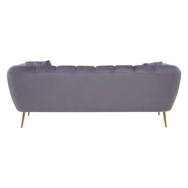 Olivia's Flora 3 Seater Sofa in Grey Velvet with Gold Metal Legs – image 4
