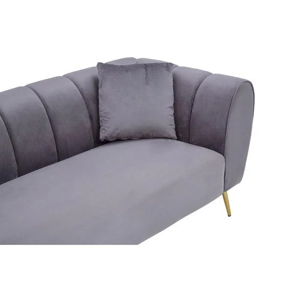 Olivia's Flora 3 Seater Sofa in Grey Velvet with Gold Metal Legs – image 5