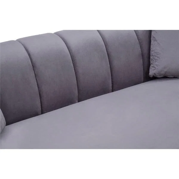 Olivia's Flora 3 Seater Sofa in Grey Velvet with Gold Metal Legs – image 6