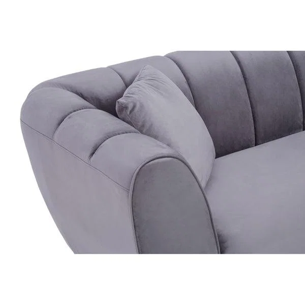 Olivia's Flora 3 Seater Sofa in Grey Velvet with Gold Metal Legs – image 8