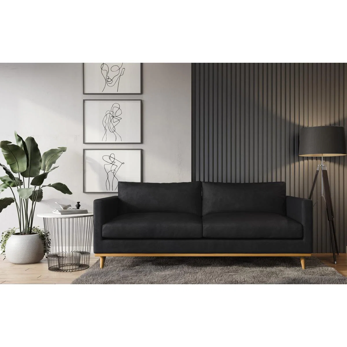 Jefferson – 3 Seater Sofa - Black Velvet – image 1