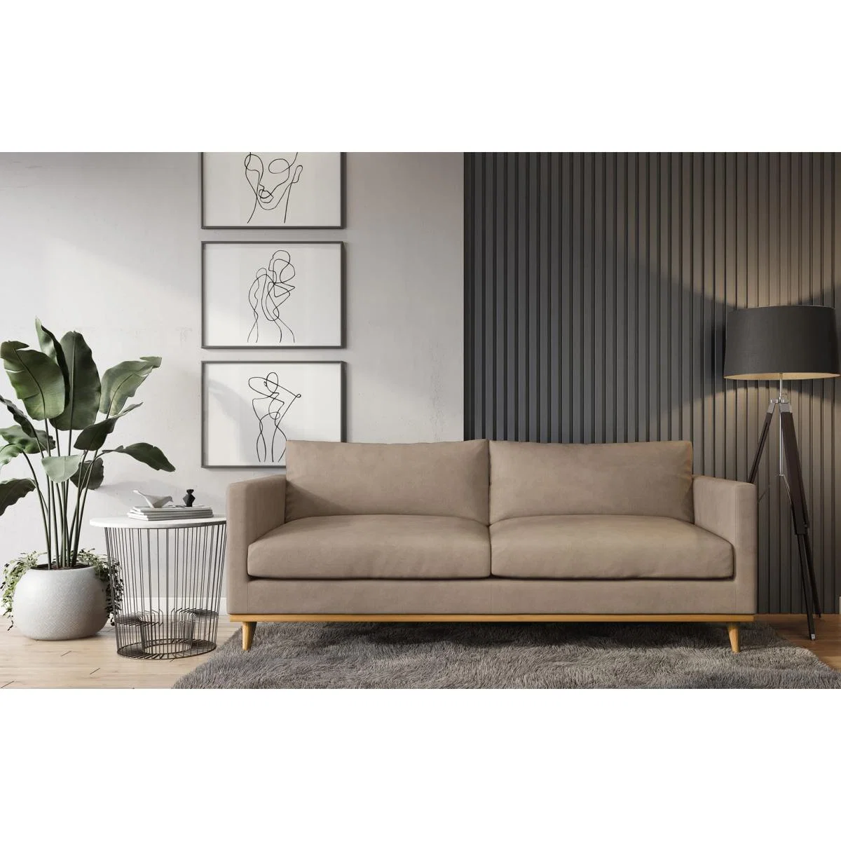 Jefferson – 3 Seater Sofa - Beige Velvet – image 1