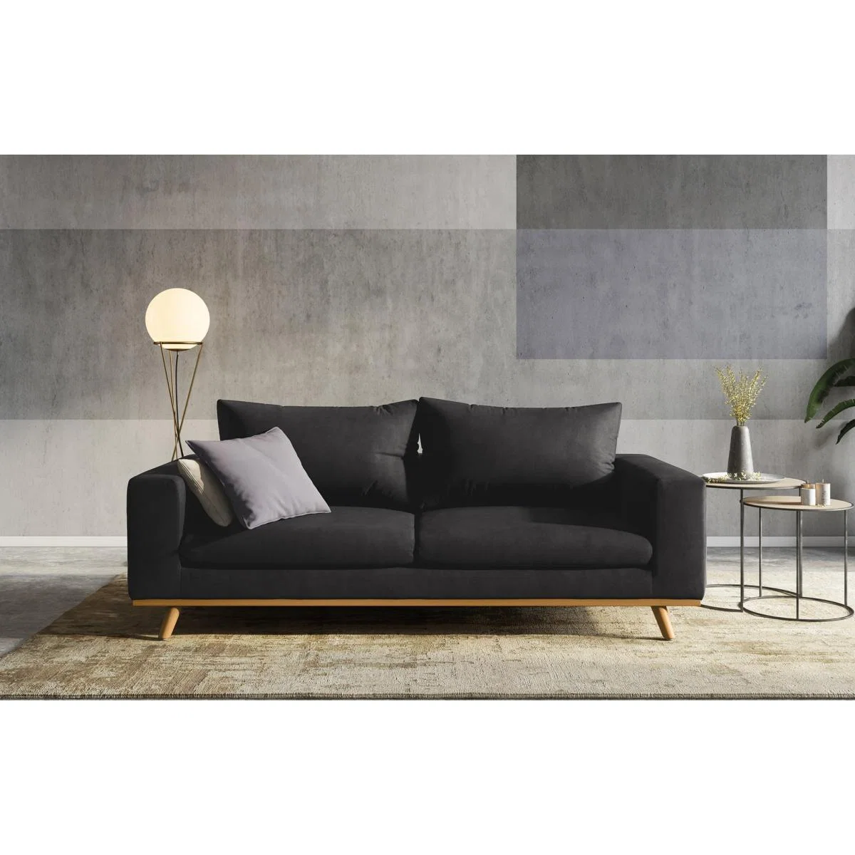 Olivia – 3 Seater Sofa - Black Velvet – image 1