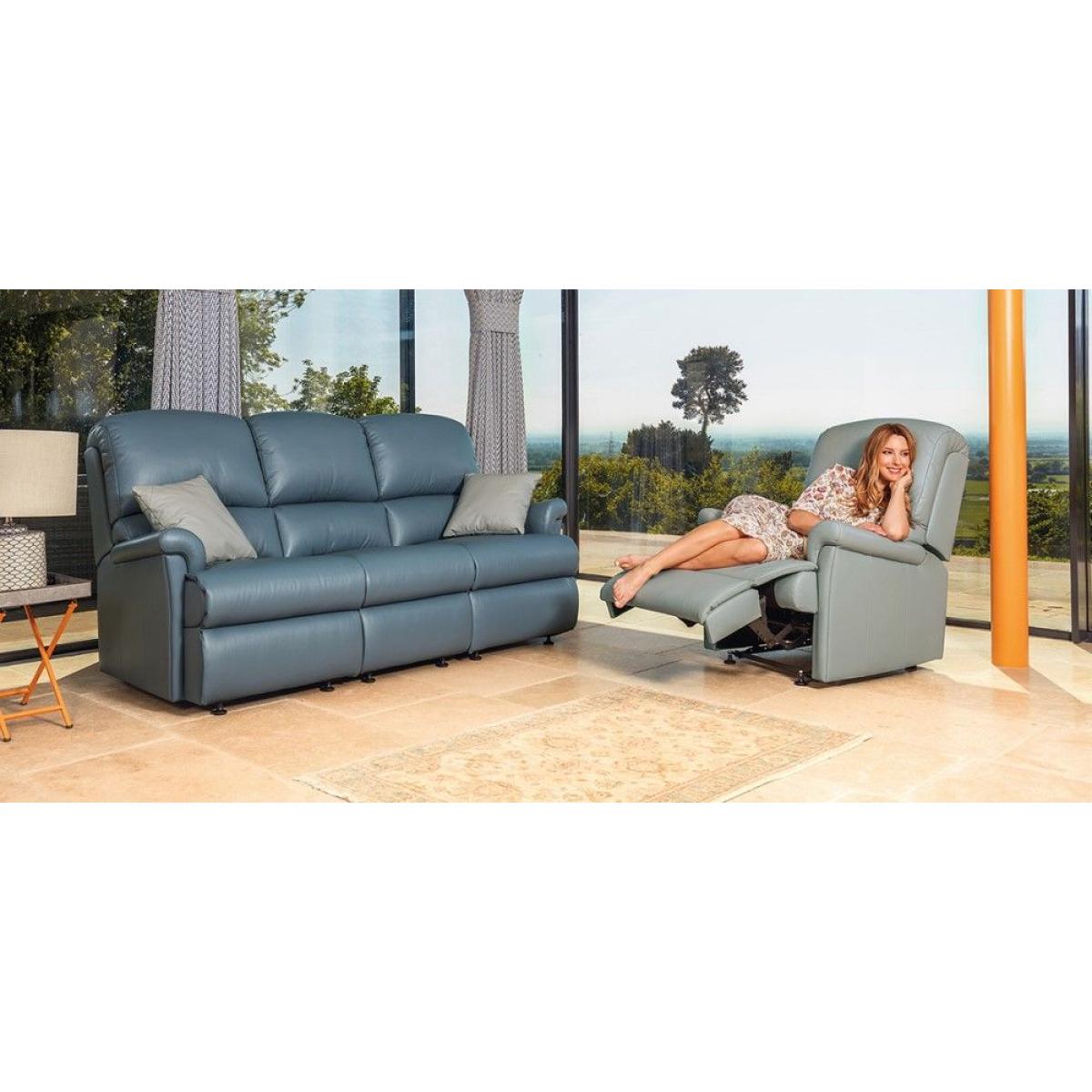 Sherborne Nevada Small 3 Seater Leather Manual Recliner Sofa – image 2