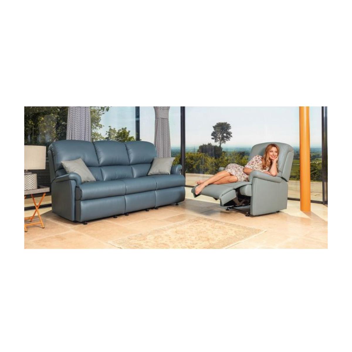 Sherborne Nevada Small 3 Seater Leather Manual Recliner Sofa – image 1
