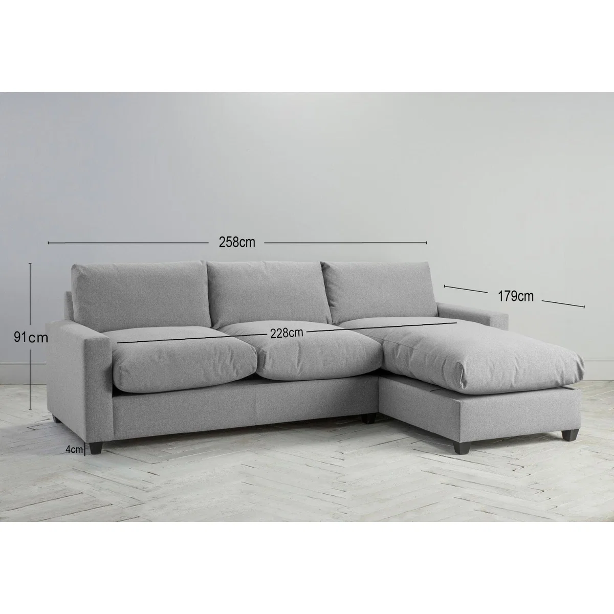 Mimi Left Hand Chaise Ottoman Sofa in Silver Weave – image 11