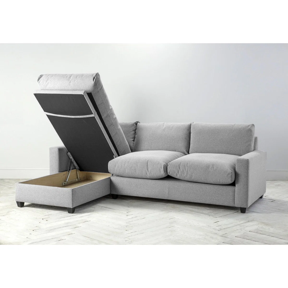Mimi Left Hand Chaise Ottoman Sofa in Silver Weave – image 7