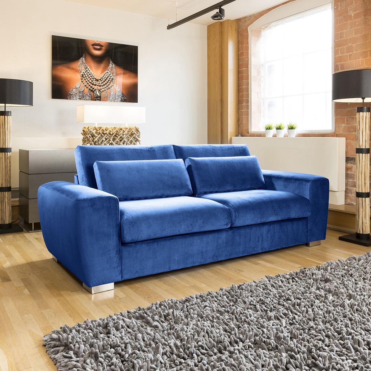 Quatropi Ohio Large 3 Seater Sofa Soft Velvet Fabric Made to Order 3S – image 1