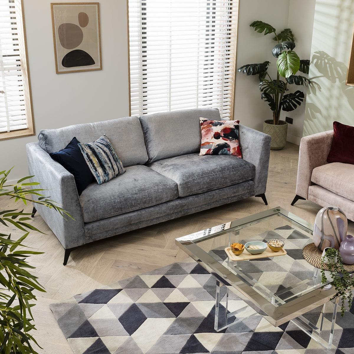 Modern 3 Seater Sofa - Premium Fabric Upholstery - Choose Your Fabric - 215cm – image 1
