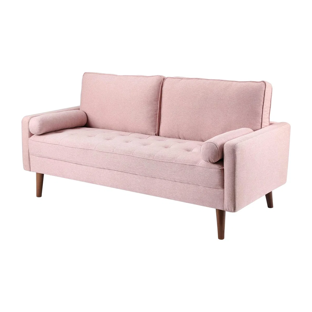 NAMIP Living Room 3-Seater Faux Linen Sofa - Pink