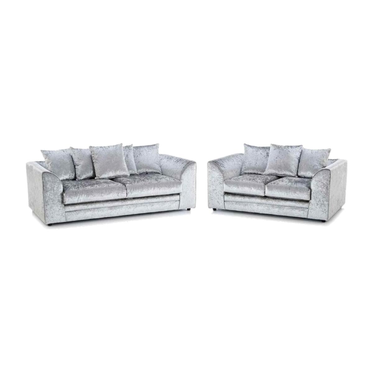 Mirana Modern Crush Velvet 3 Seater Sofa - Silver – image 1