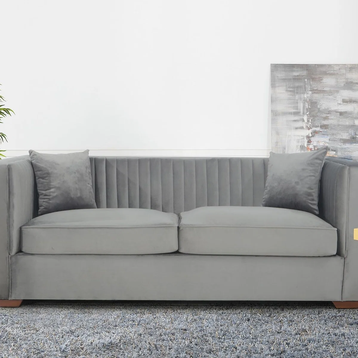 Ashley 3 seater sofa Velvet Grey - Grey