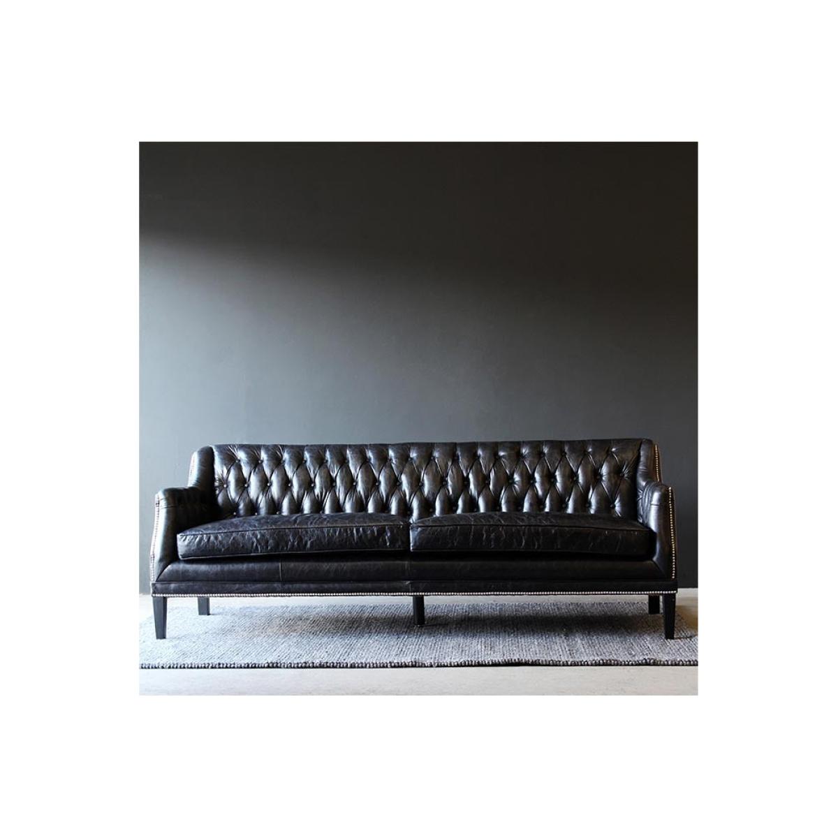 Black Leather Chesterfield 3 Seater Sofa – image 3