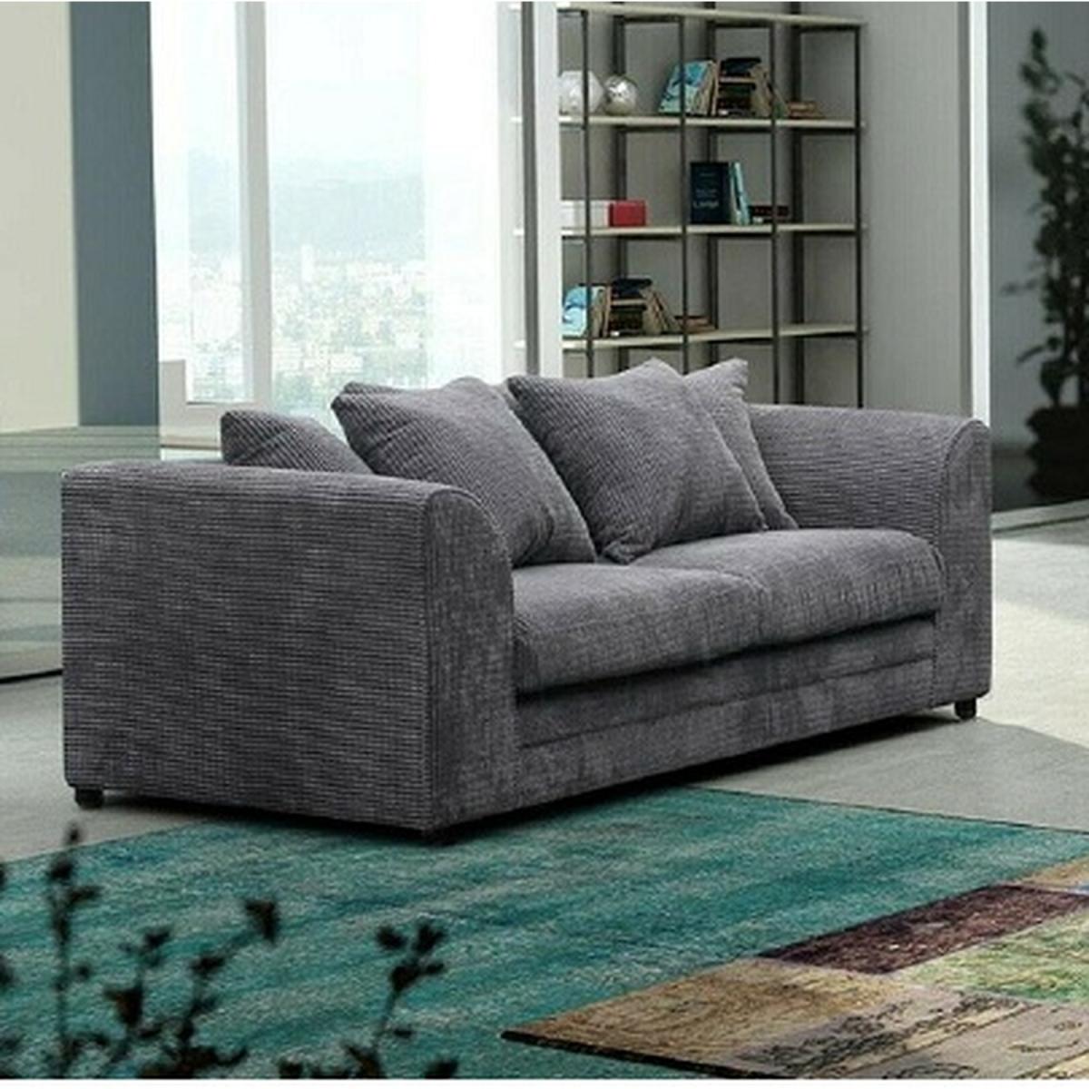 Chicago Jumbo Cord sofa Suite Grey 3 Seater - Grey