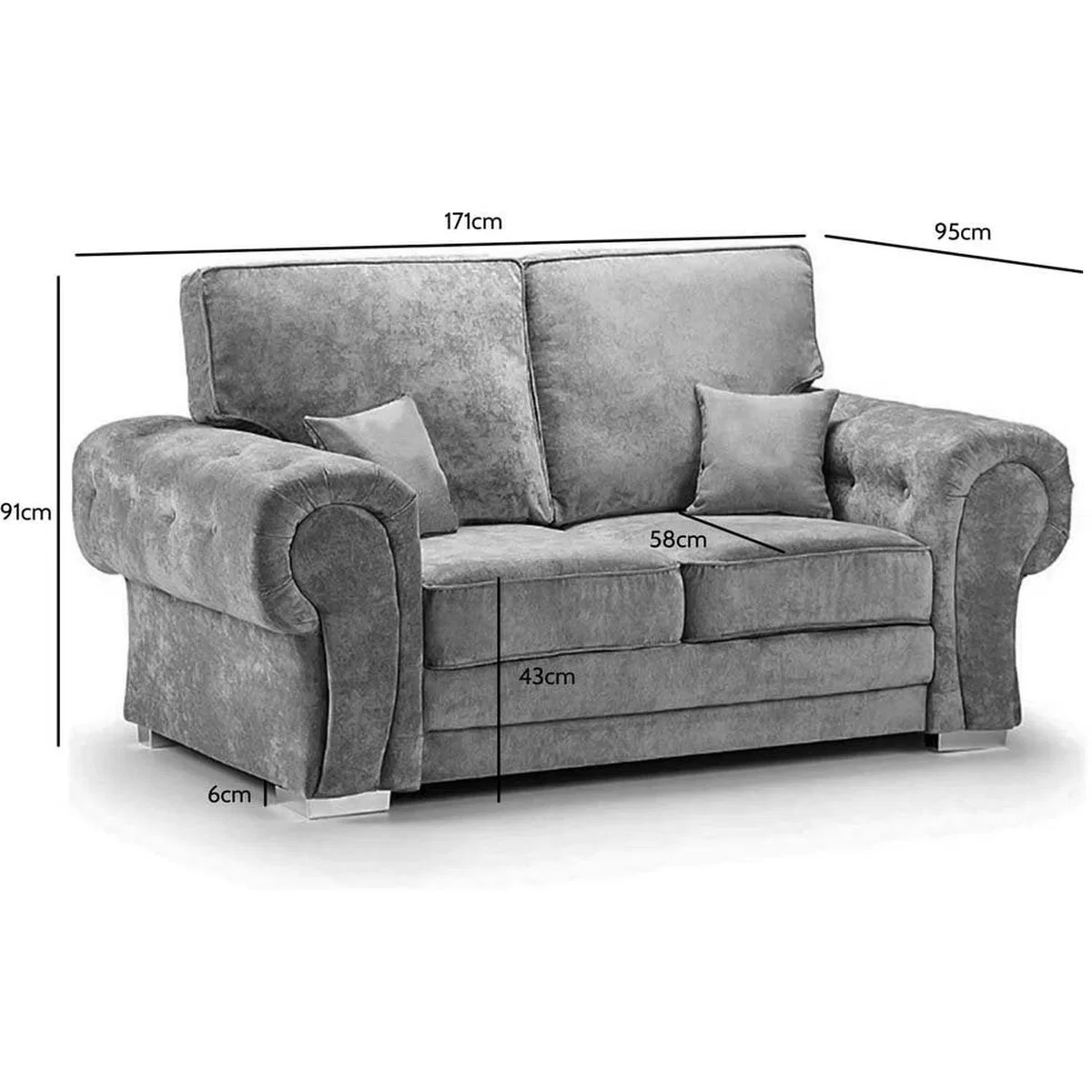 Chingford 3 Seater Sofa and 2 Seater Sofa Set Full Back - Grey – image 3