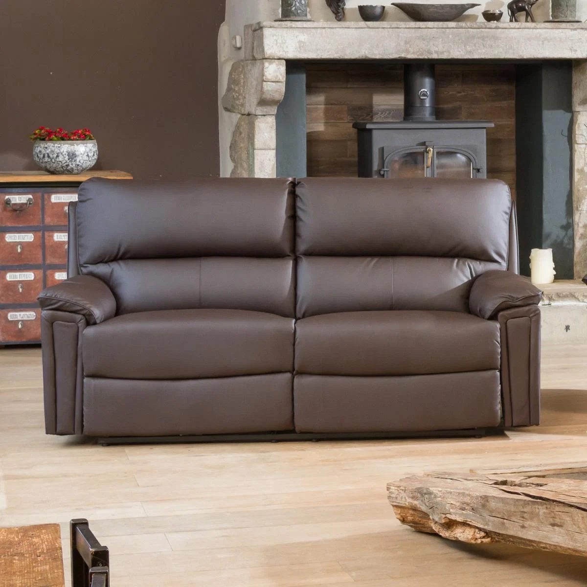 Grenville 3 Seat Electric Recliner Sofa - Brown