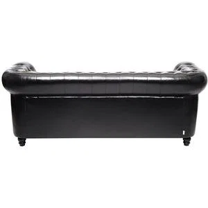 Leather Three Seat Chesterfield Sofa Black - Black – image 8