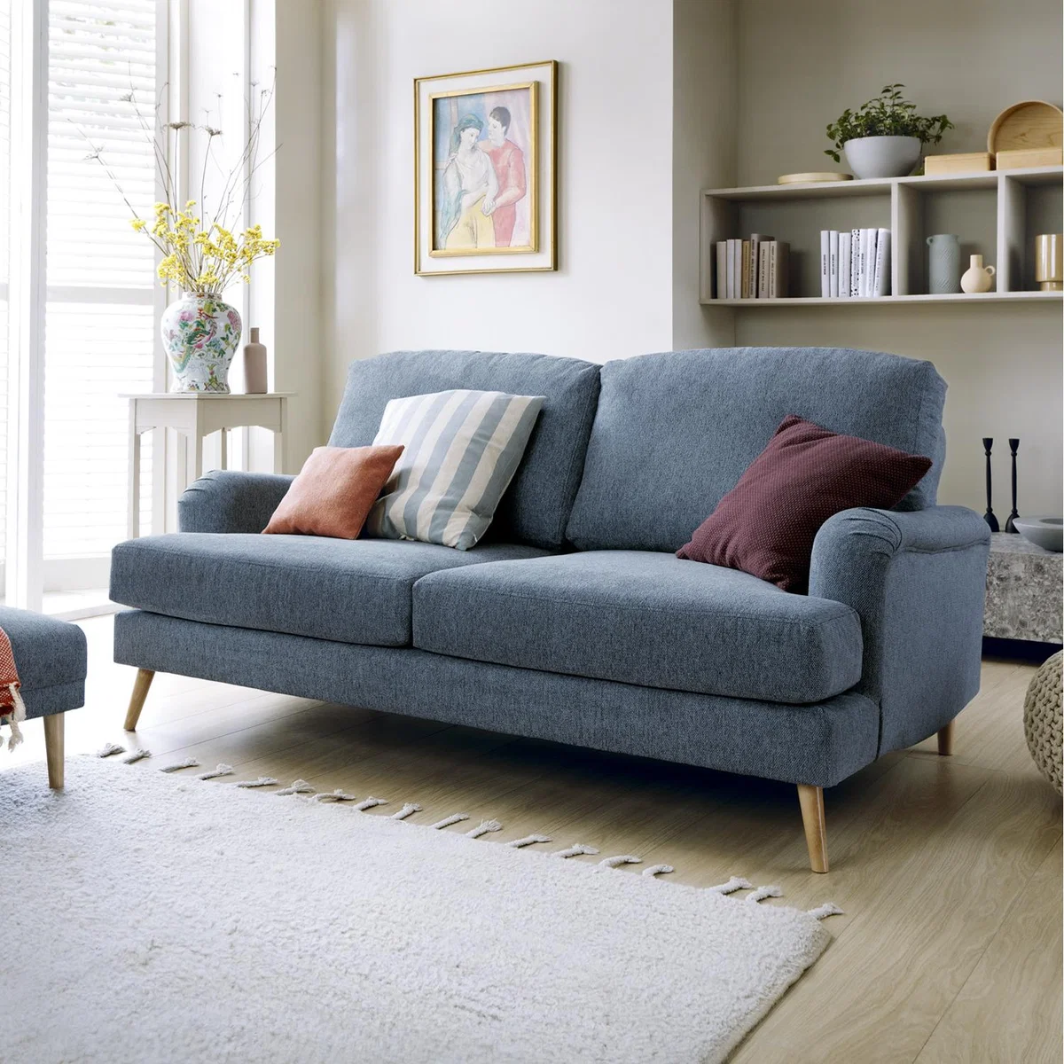 Harper 3 Seater in Smart Chenille - Dark Blue