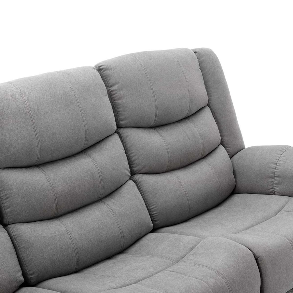 Seattle Manual Fabric Recliner 3 Seater Sofa - Grey – image 4