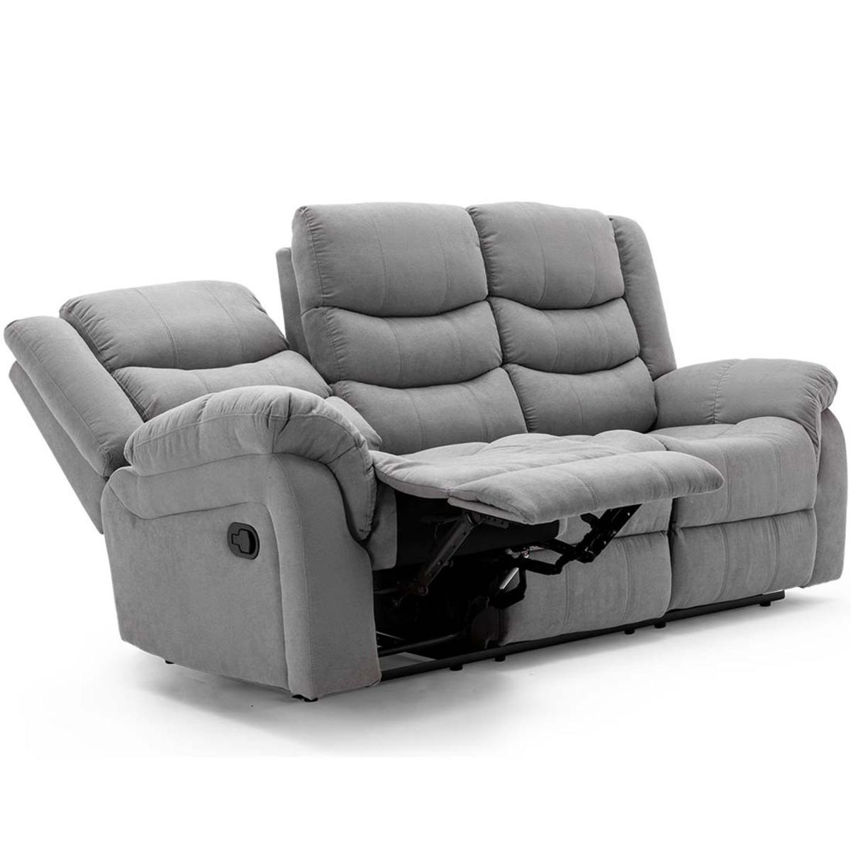 Seattle Manual Fabric Recliner 3 Seater Sofa - Grey – image 6