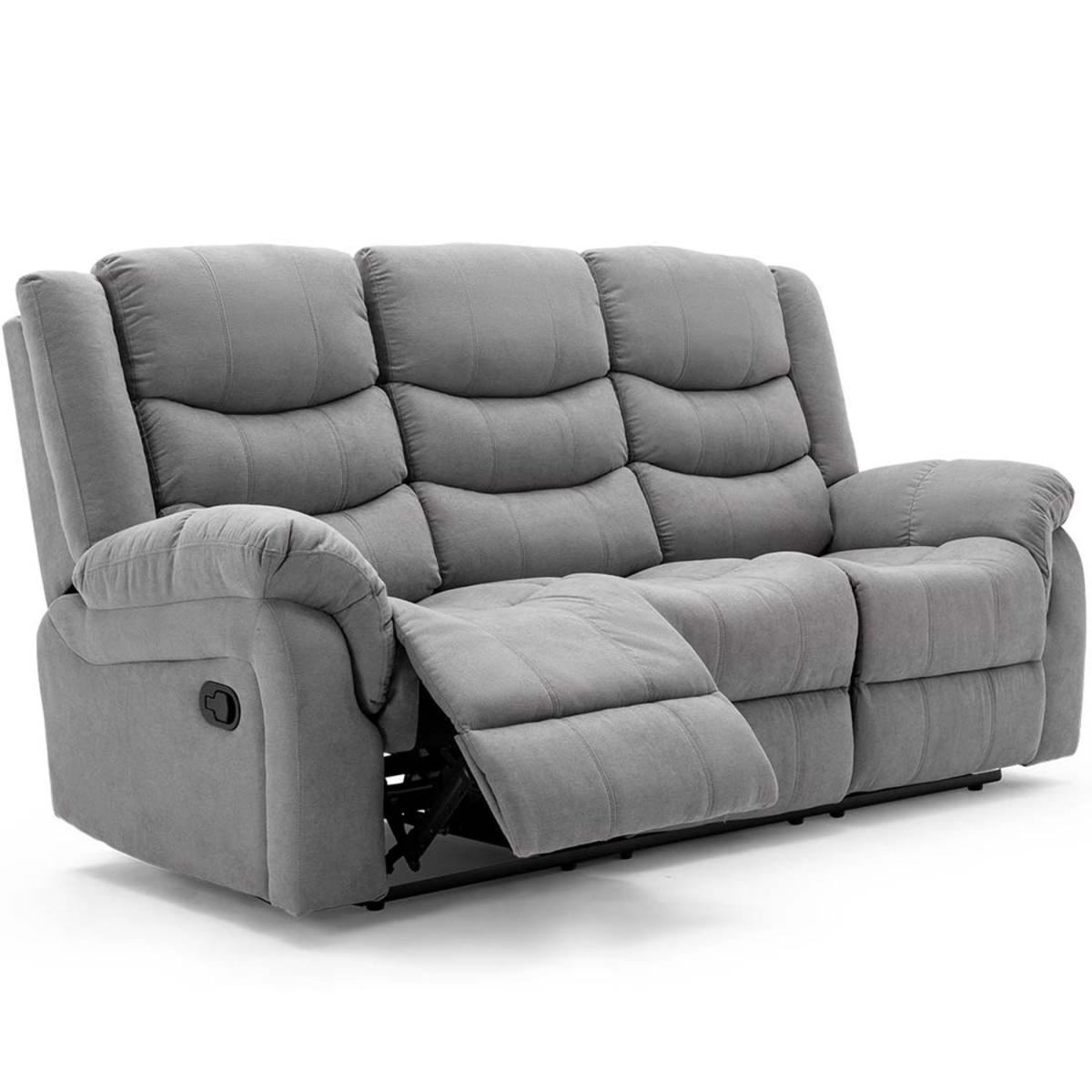 Seattle Manual Fabric Recliner 3 Seater Sofa - Grey – image 7