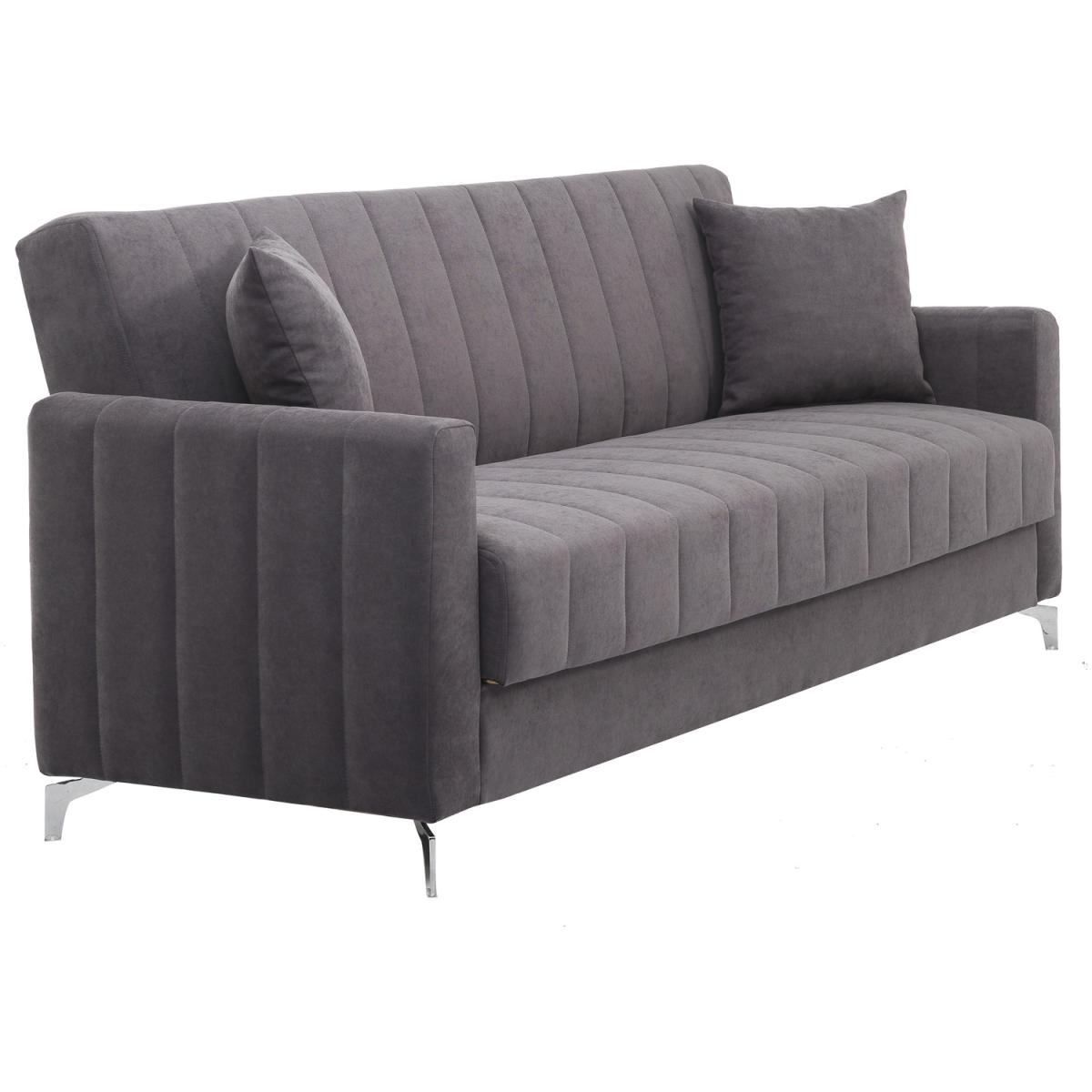Connie Velvet Sofa Bed 3 Seater with Storage - Grey – image 2