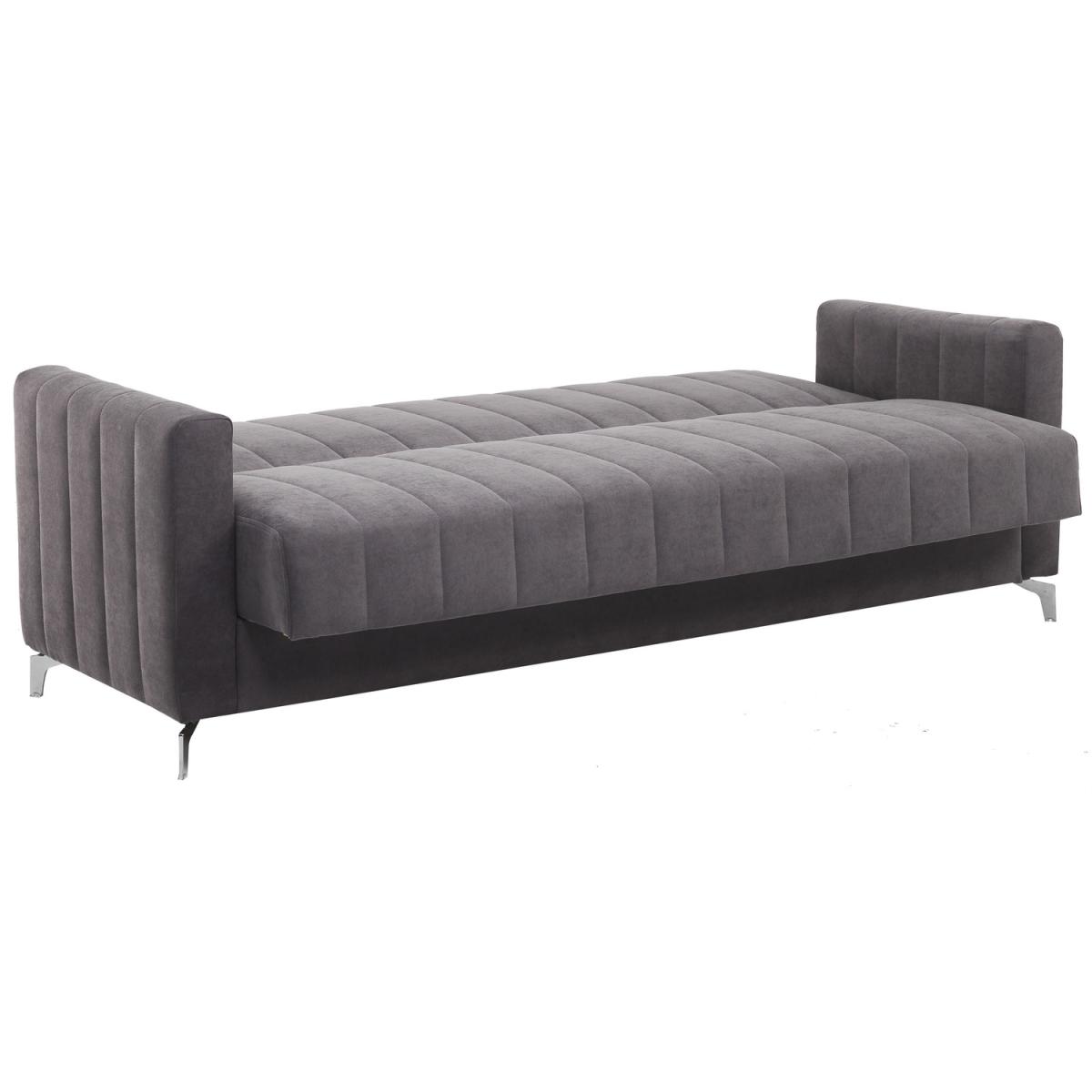 Connie Velvet Sofa Bed 3 Seater with Storage - Grey – image 3