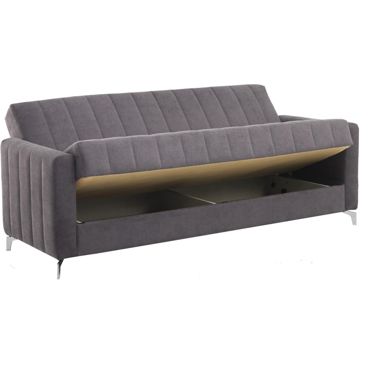 Connie Velvet Sofa Bed 3 Seater with Storage - Grey – image 4