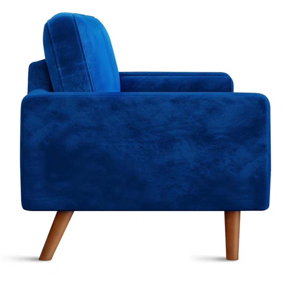 Modern Love Seat Sofas 3 Seater Sofa with 2 Bolster Pillows - Sapphire Blue – image 6
