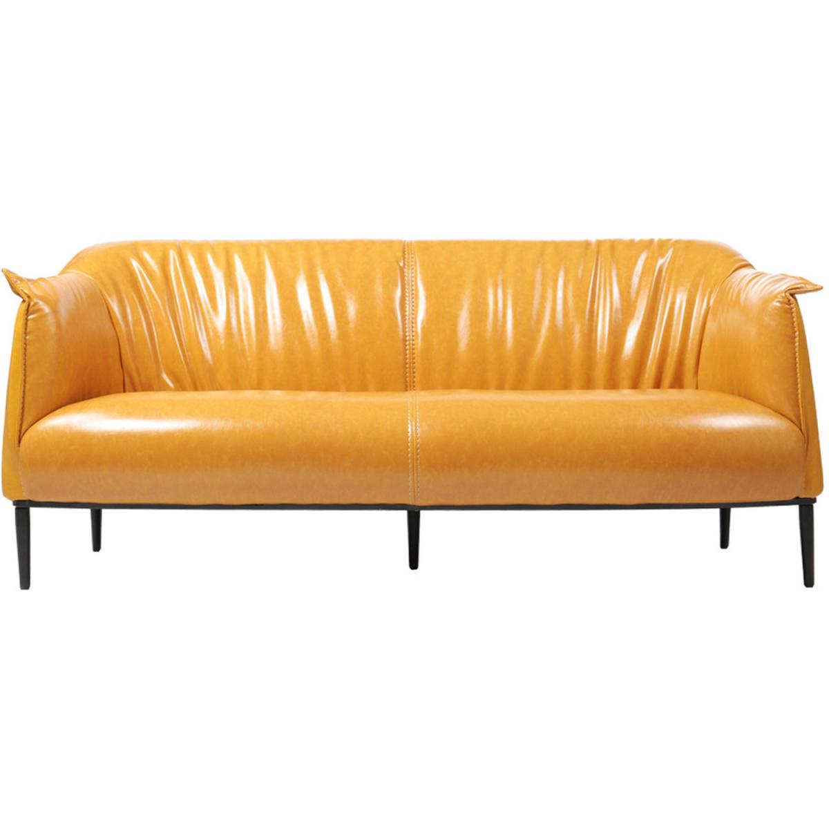 Modern PU Leather Three seater Sofa - Yellow – image 2