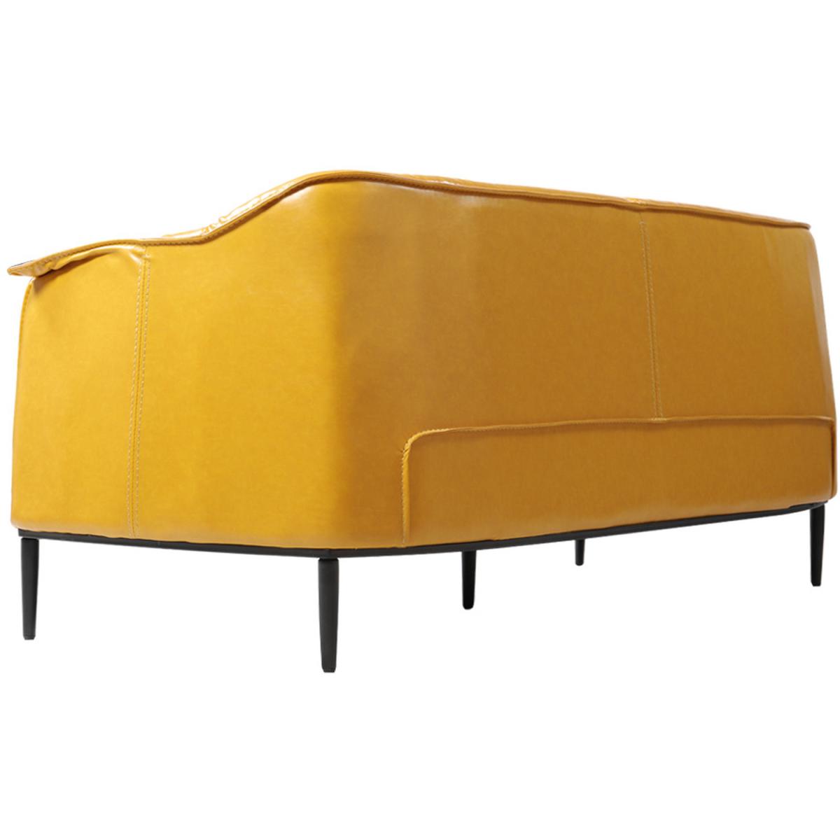 Modern PU Leather Three seater Sofa - Yellow – image 4
