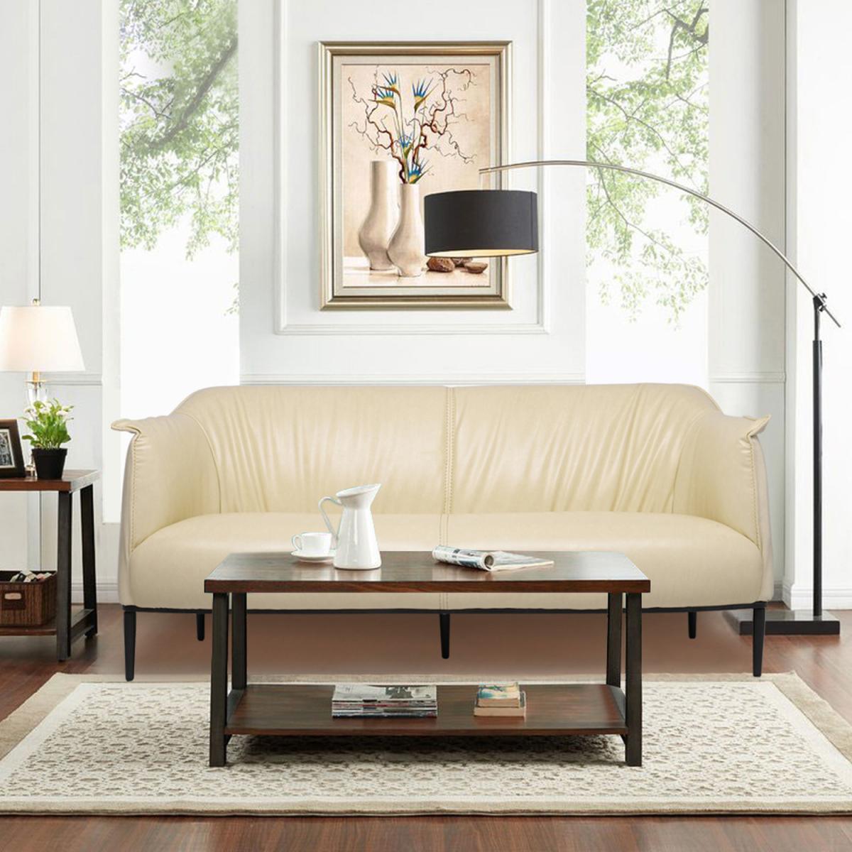 Modern PU Leather Three seater Sofa - Yellow – image 6