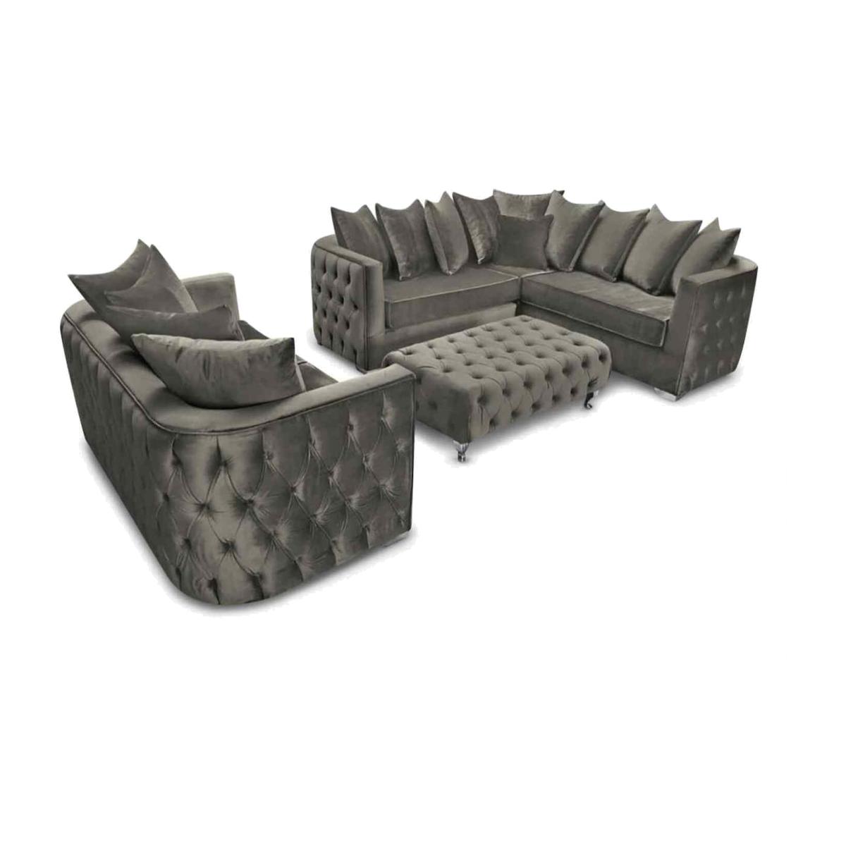 Julia Sofa Set 3 Seater Sofa with Corner and Footstool - Putty