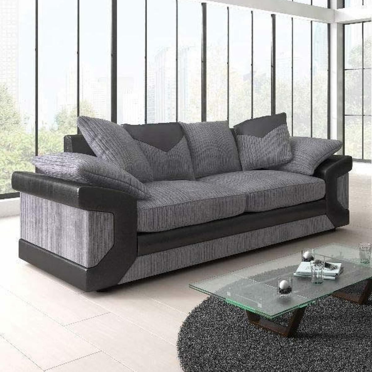 Enzo Jumbo Cord sofa Suite Grey 3 Seate - Grey