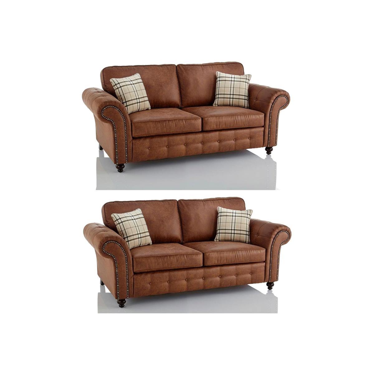 Oakland 3 Seater and 3 Seater Sofa Set - Brown – image 1