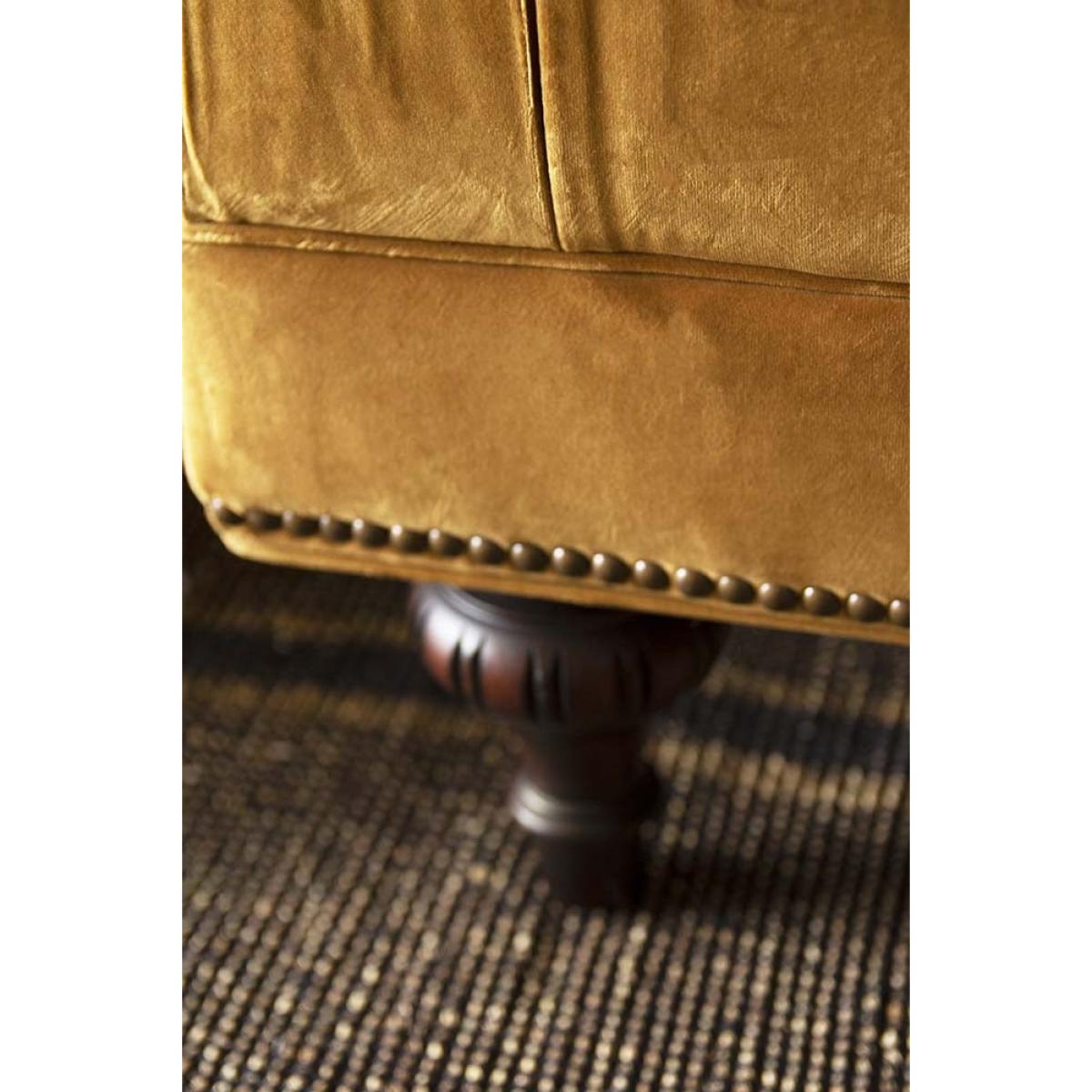 Ochre Gold Velvet Chesterfield 3 Seater Sofa – image 3