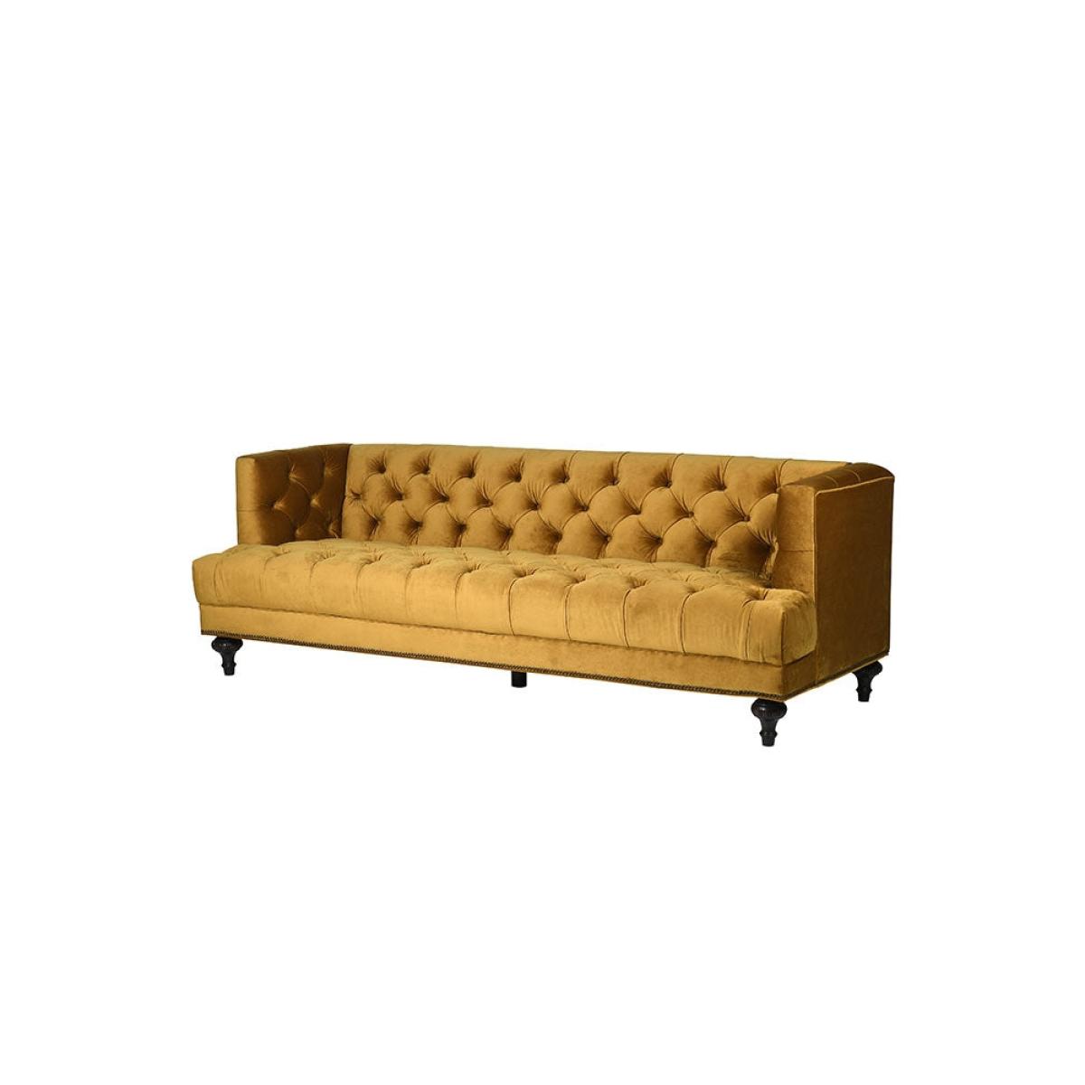 Ochre Gold Velvet Chesterfield 3 Seater Sofa – image 4