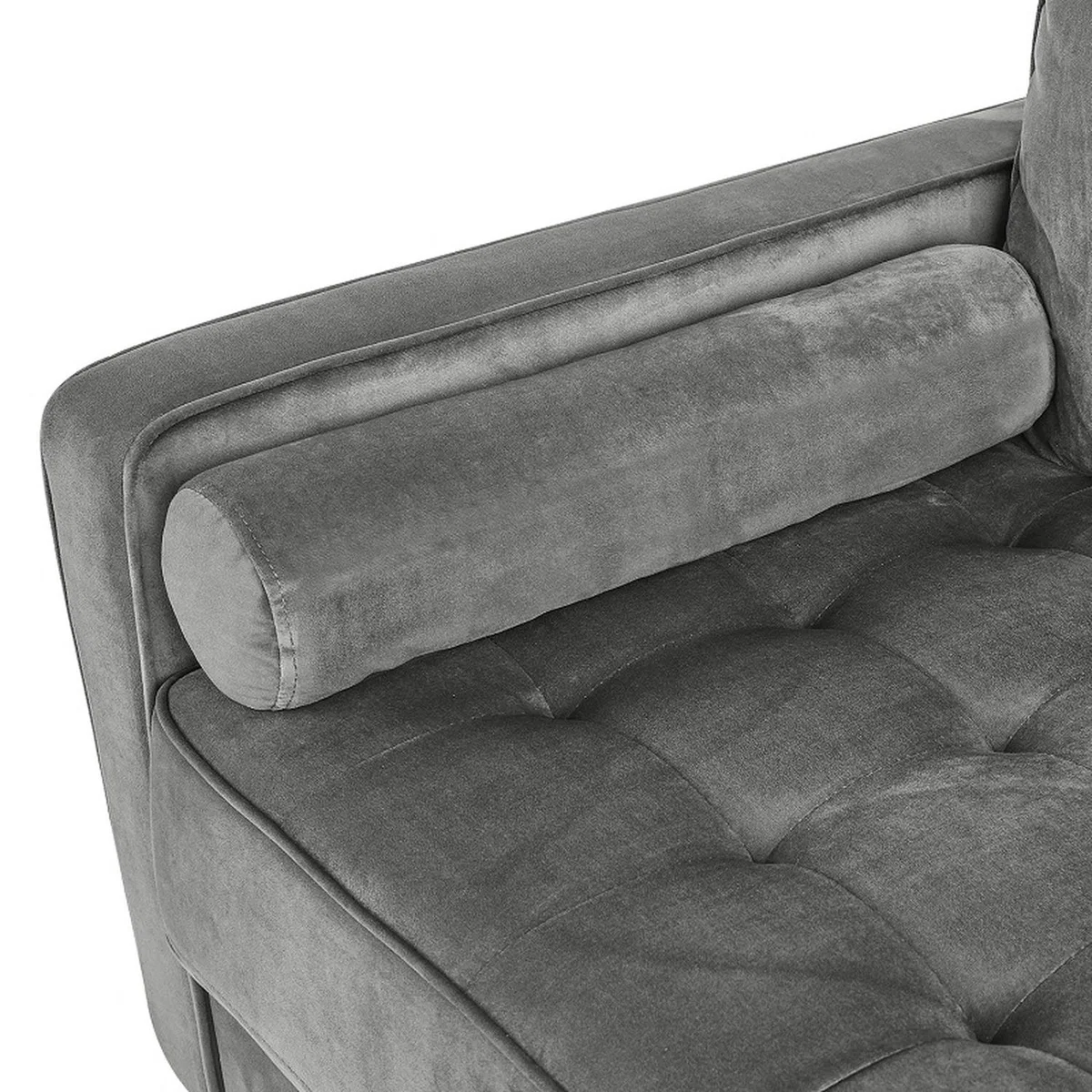 Scott 2 or 3 Seater Sofa Grey Velvet With Matching Bolster Cushions - Grey Velvet / 2 – image 4