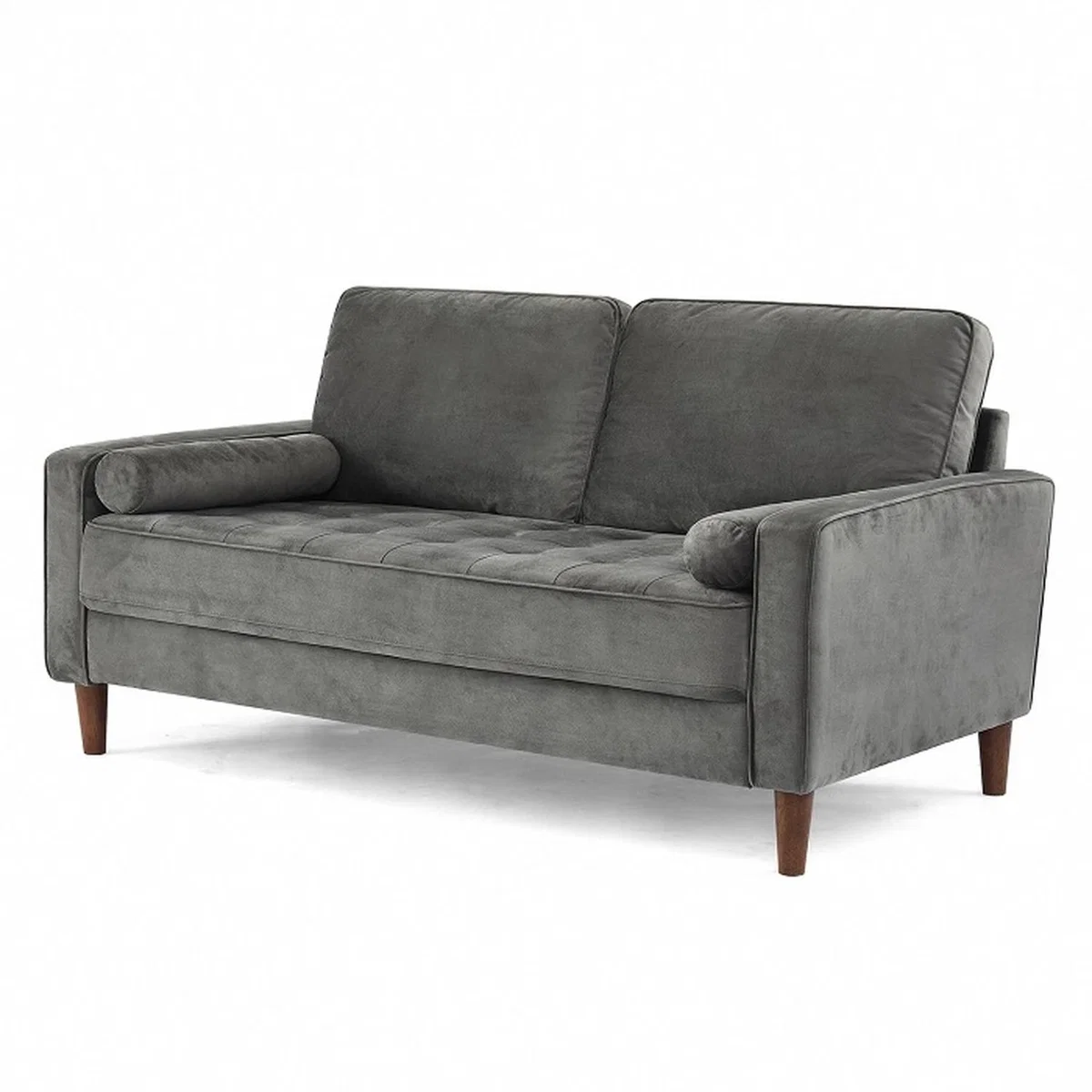 Scott 2 or 3 Seater Sofa Grey Velvet With Matching Bolster Cushions - Grey Velvet / 2 – image 6