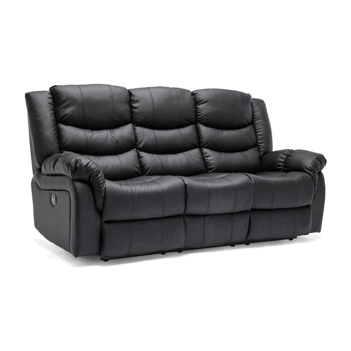 Seattle High Back Electric Bonded Leather Recliner 3 Seater Sofa - Black – image 1
