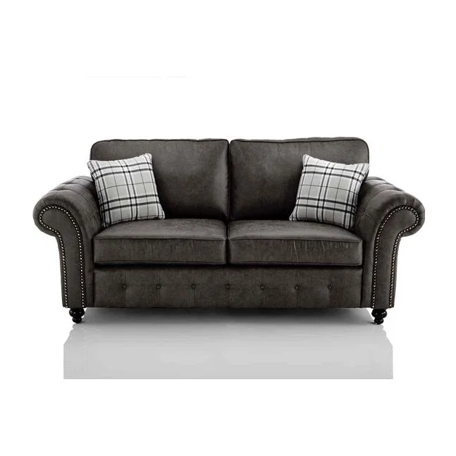 Oakana Luxury Leather 3 Seater Sofa - Black