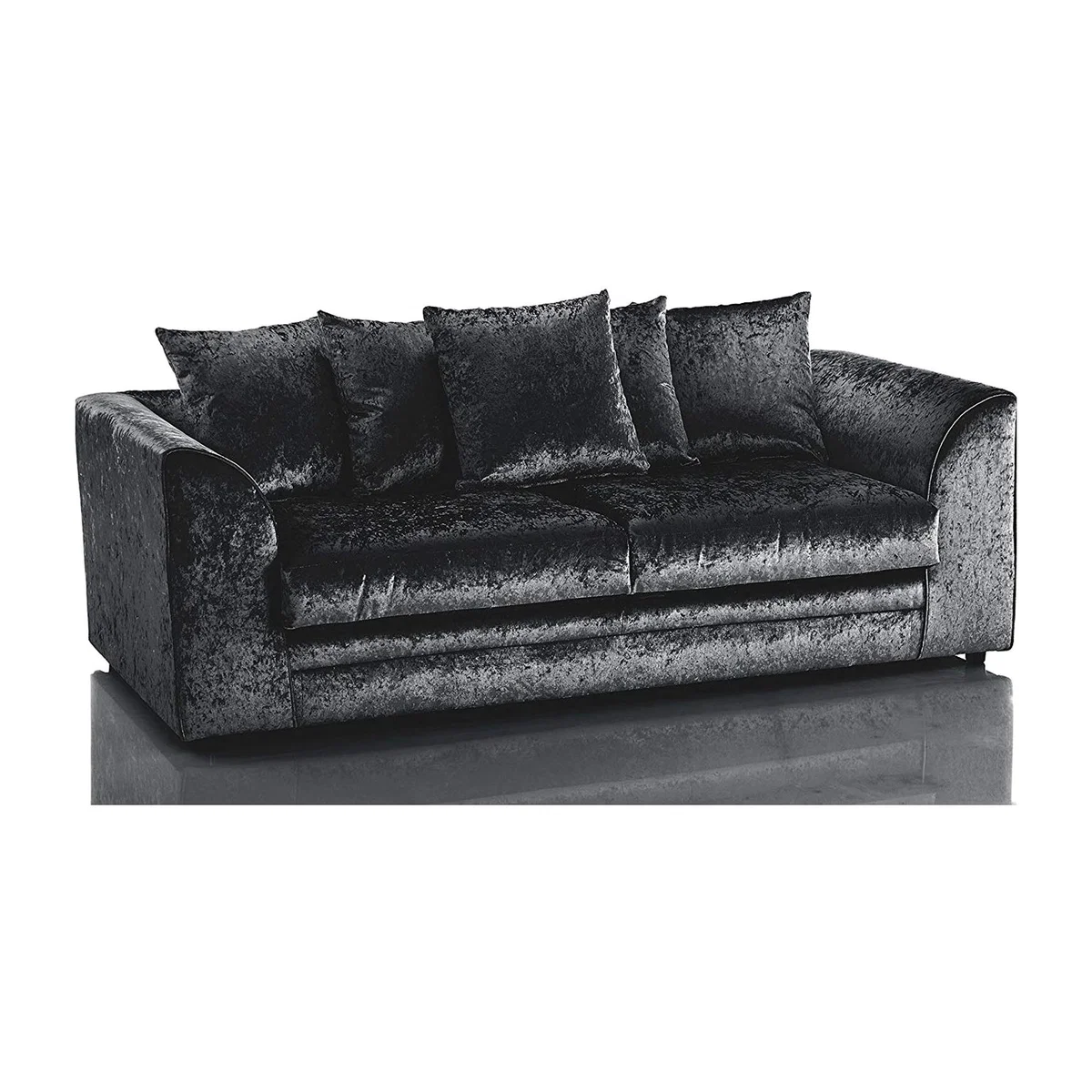 Bella Crushed Velvet 3 Seater Sofa - Black