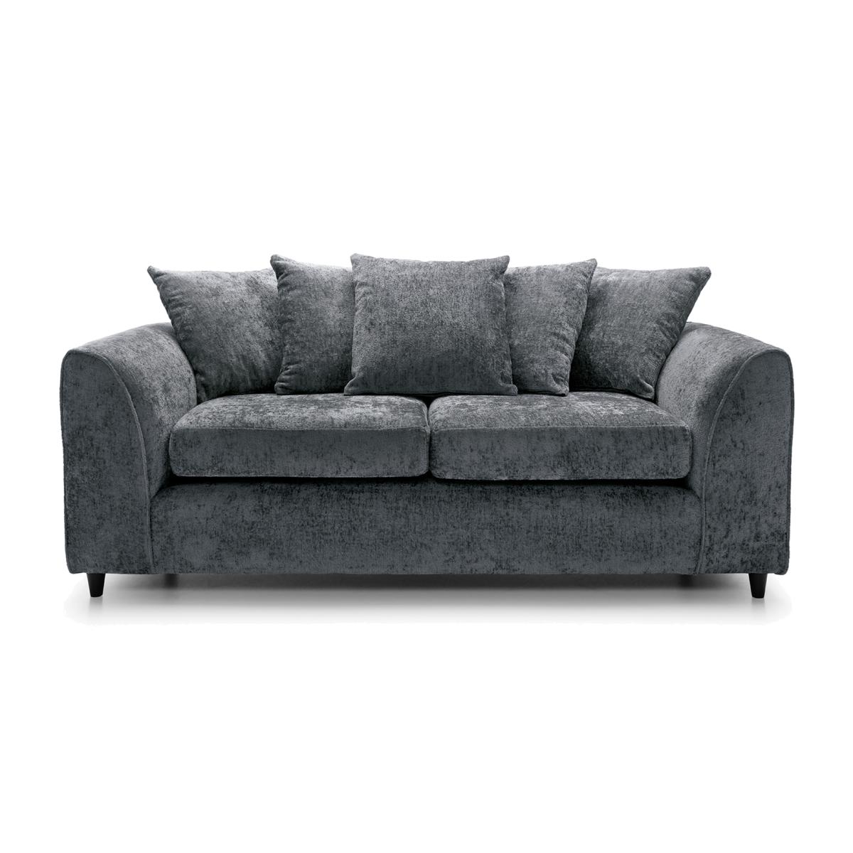 Harriet Crushed Chenille 3 Seater Sofa - Dark Grey