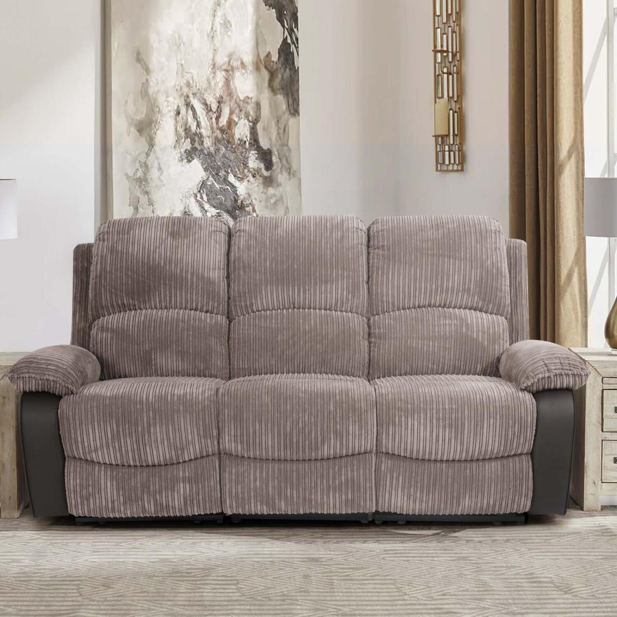 Fabric Jumbo Cord 3 Seater Sofa - Grey – image 1