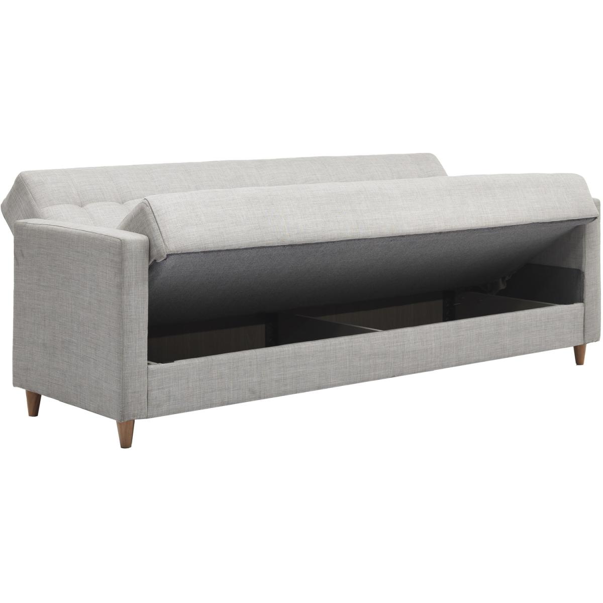 Falslev Linen Sofa Bed 3 Seater with Storage - Grey – image 2
