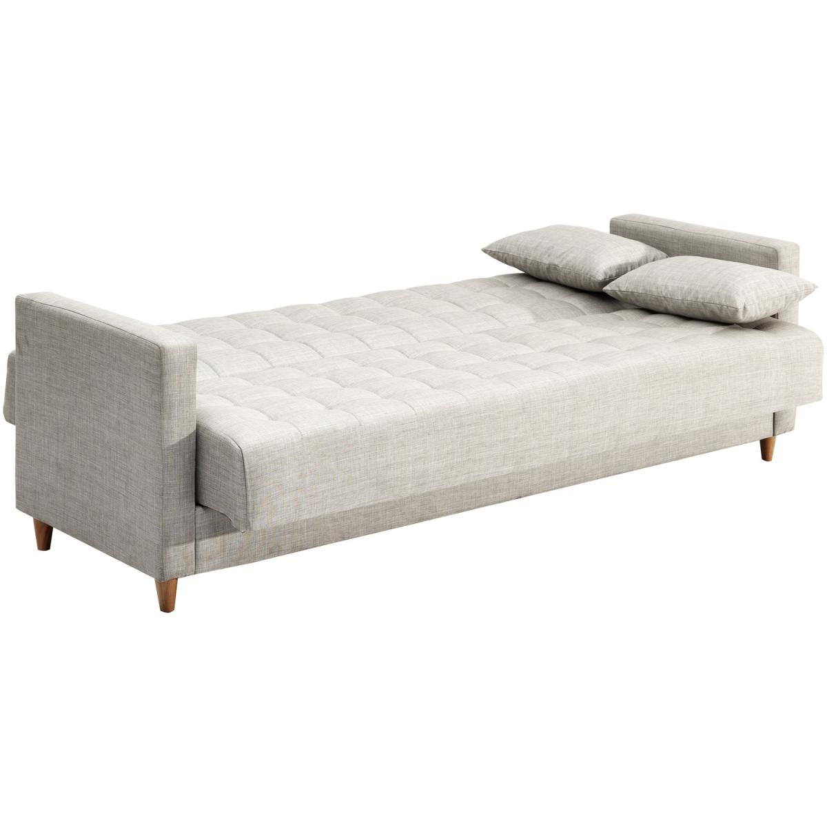 Falslev Linen Sofa Bed 3 Seater with Storage - Grey – image 3