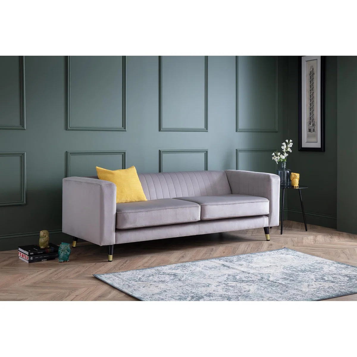 Macy 3 Seater Sofa in Grey Velvet - Grey – image 2