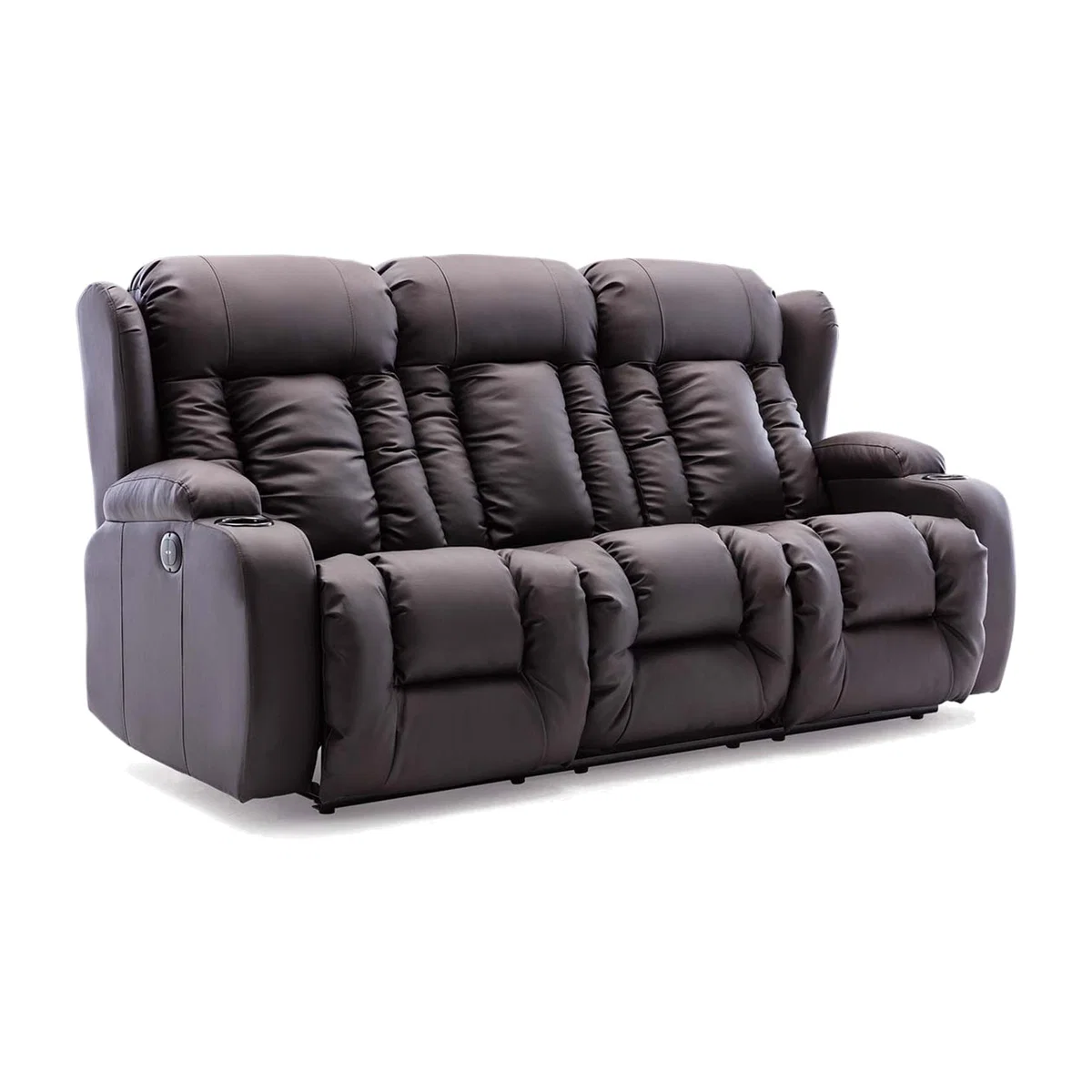 Caesar Electric High Back Luxury Bond Grade Leather Recliner 3 Seater Sofa - Brown – image 1