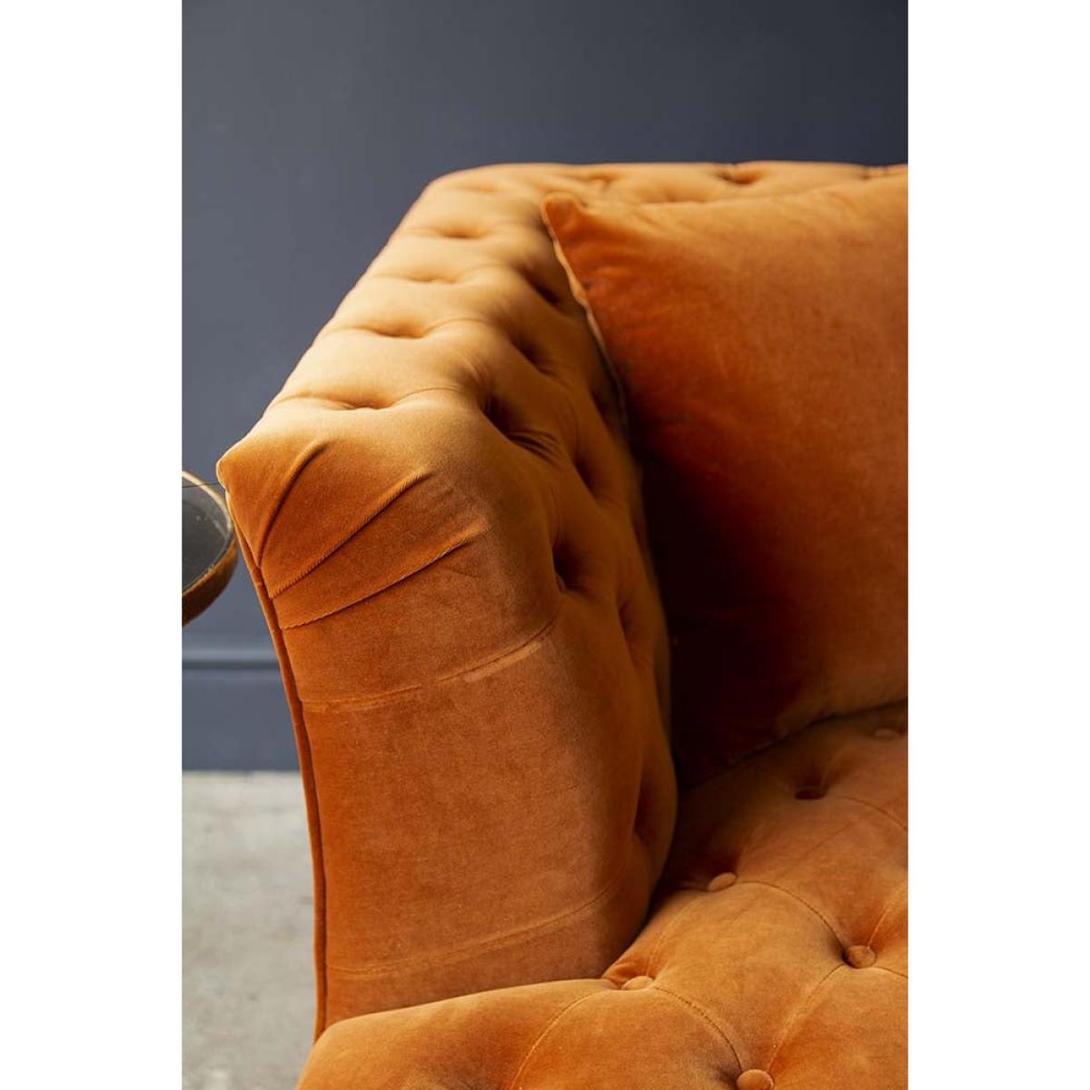 Burnt Orange Velvet Chesterfield 3 Seater Sofa – image 2