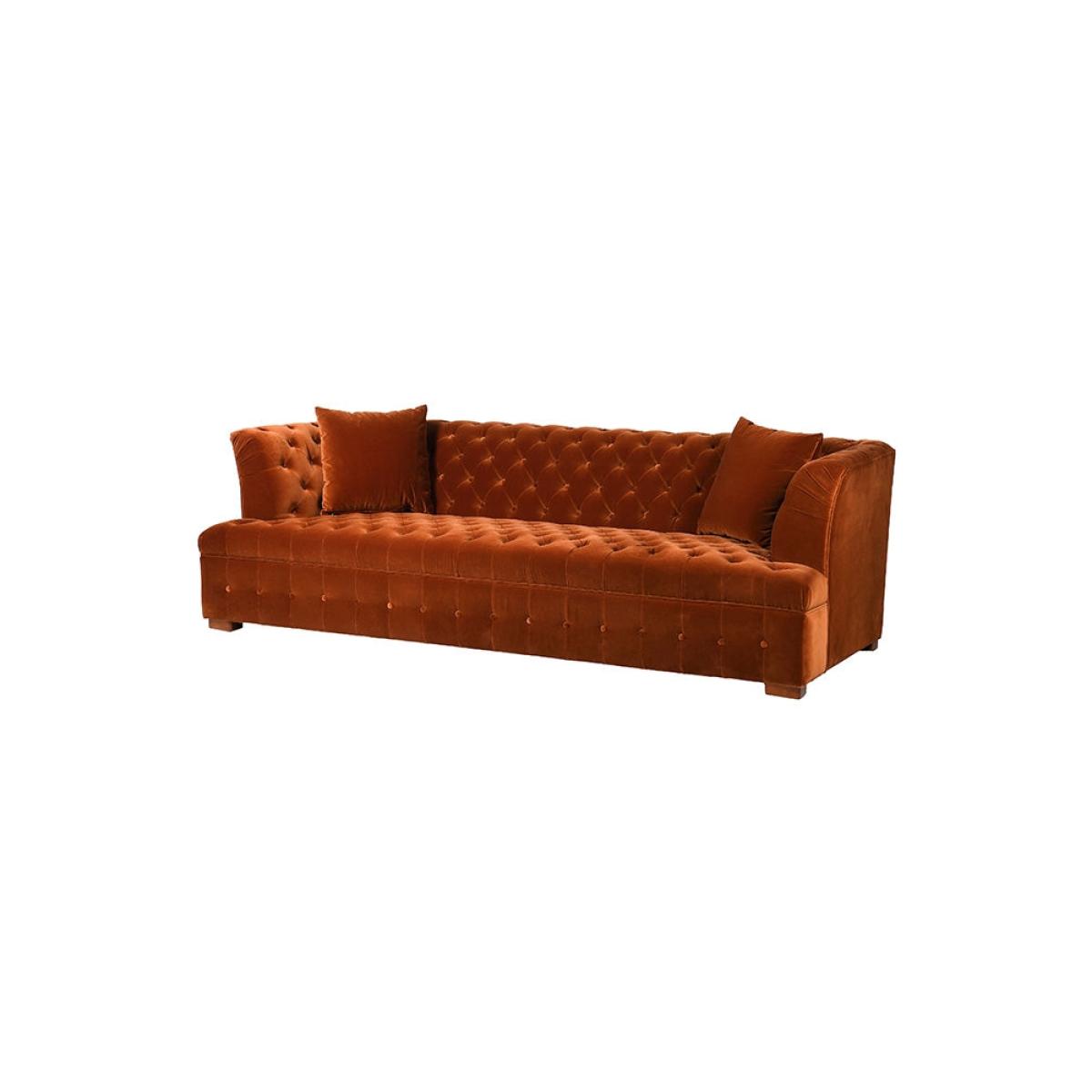 Burnt Orange Velvet Chesterfield 3 Seater Sofa – image 5